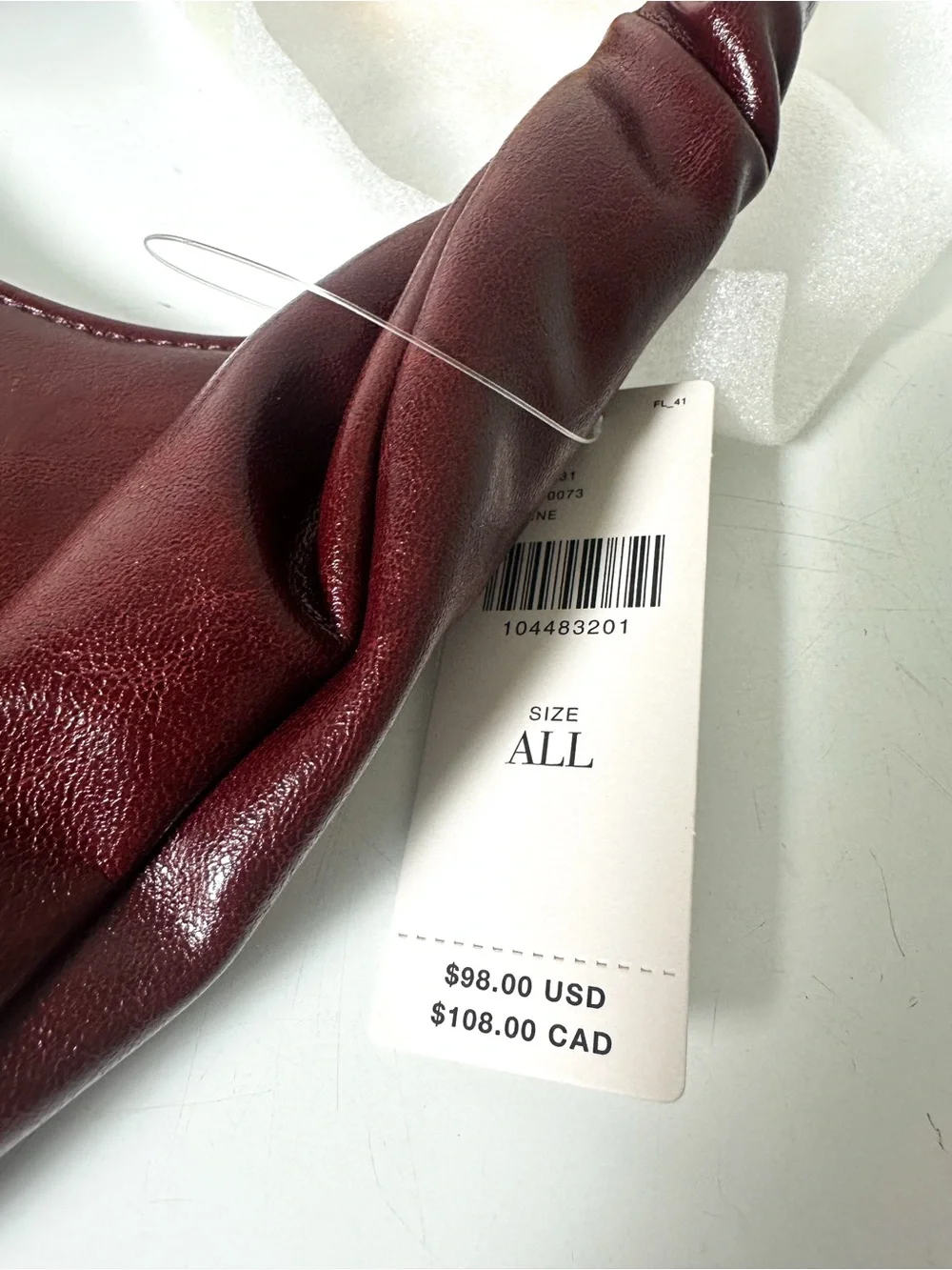 Anthropologie Vegan Leather Gilded Shoulder Bag in Wine NWT